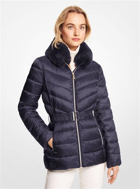 michael kors quilted packable coat|Michael Kors navy puffer coat.